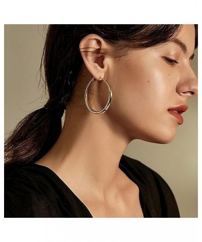 6 Pairs S925 Large Hoop Earrings for Women Oversize Big Hoop Earrings Thick Chunky Earrings Hypoallergenic Earrings Huggie Ho...