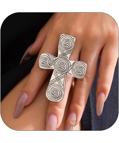 Personalized Exaggerated ring Big Cross Hollow Heart Ring Fashionable Exaggerated Ring Cocktail Party Ring for Women Girls si...