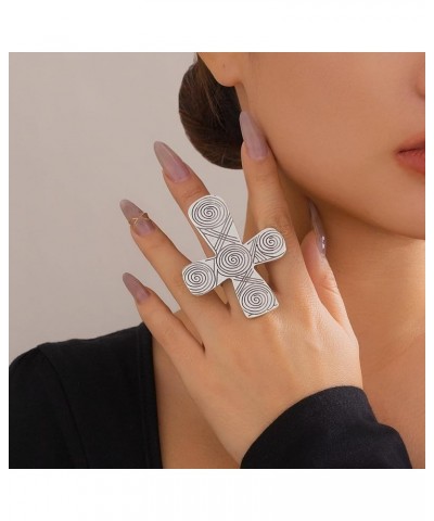 Personalized Exaggerated ring Big Cross Hollow Heart Ring Fashionable Exaggerated Ring Cocktail Party Ring for Women Girls si...