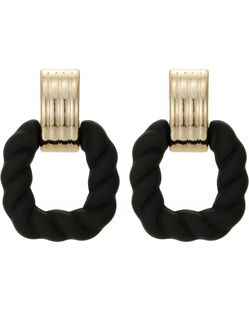 Rectangle Earrings for Women, Acrylic Square Earrings Twisted Geometric Statement Earrings Black Gold $8.39 Earrings