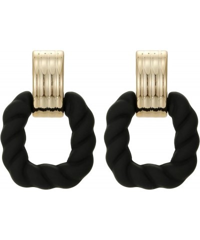 Rectangle Earrings for Women, Acrylic Square Earrings Twisted Geometric Statement Earrings Black Gold $8.39 Earrings