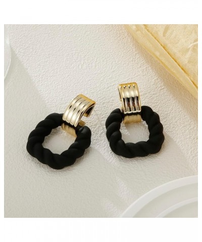 Rectangle Earrings for Women, Acrylic Square Earrings Twisted Geometric Statement Earrings Black Gold $8.39 Earrings