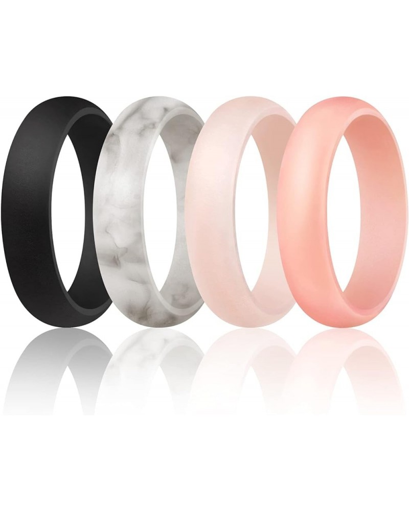 Women Silicone Wedding Ring Inner Arc Ergonomic Breathable Design Rubber Wedding Band 5.5mm Wide 2mm Thick Rubber Rings for W...