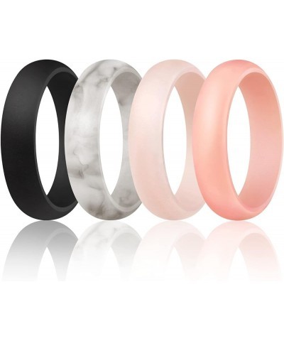 Women Silicone Wedding Ring Inner Arc Ergonomic Breathable Design Rubber Wedding Band 5.5mm Wide 2mm Thick Rubber Rings for W...