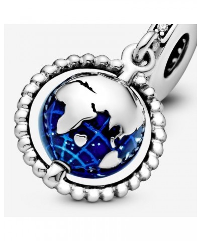 Spinning Globe Dangle Charm Fit Women Bracelet Necklaces Fashion Gifts 925 Sterling Silver DIY Jewelry Spinning Globe Dangle ...