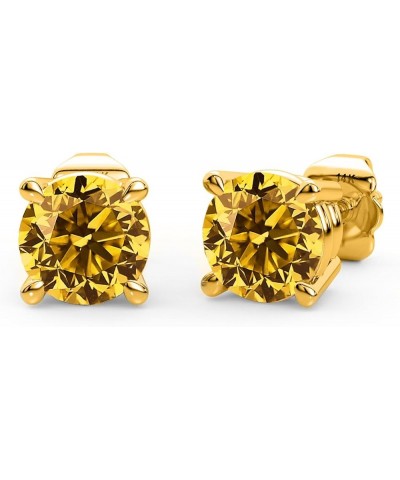 0.25 Carats Yellow Round Lab Grown Diamond Stud Earring in 14K Gold Yellow Gold $48.30 Earrings