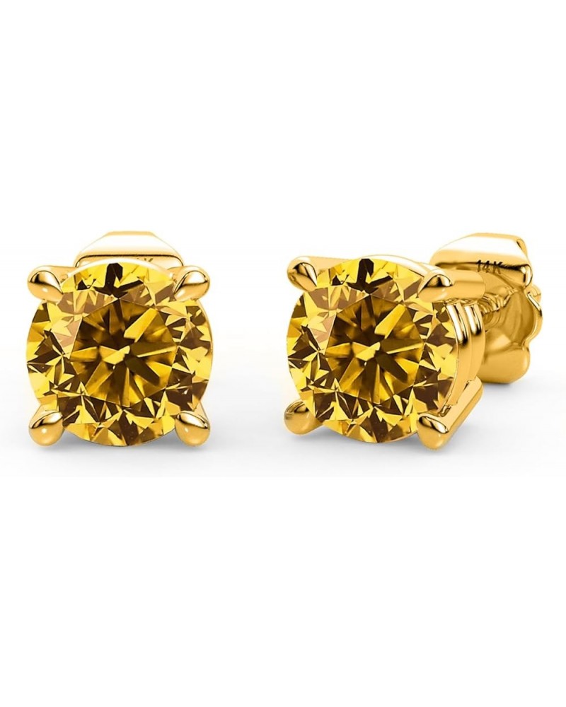 0.25 Carats Yellow Round Lab Grown Diamond Stud Earring in 14K Gold Yellow Gold $48.30 Earrings