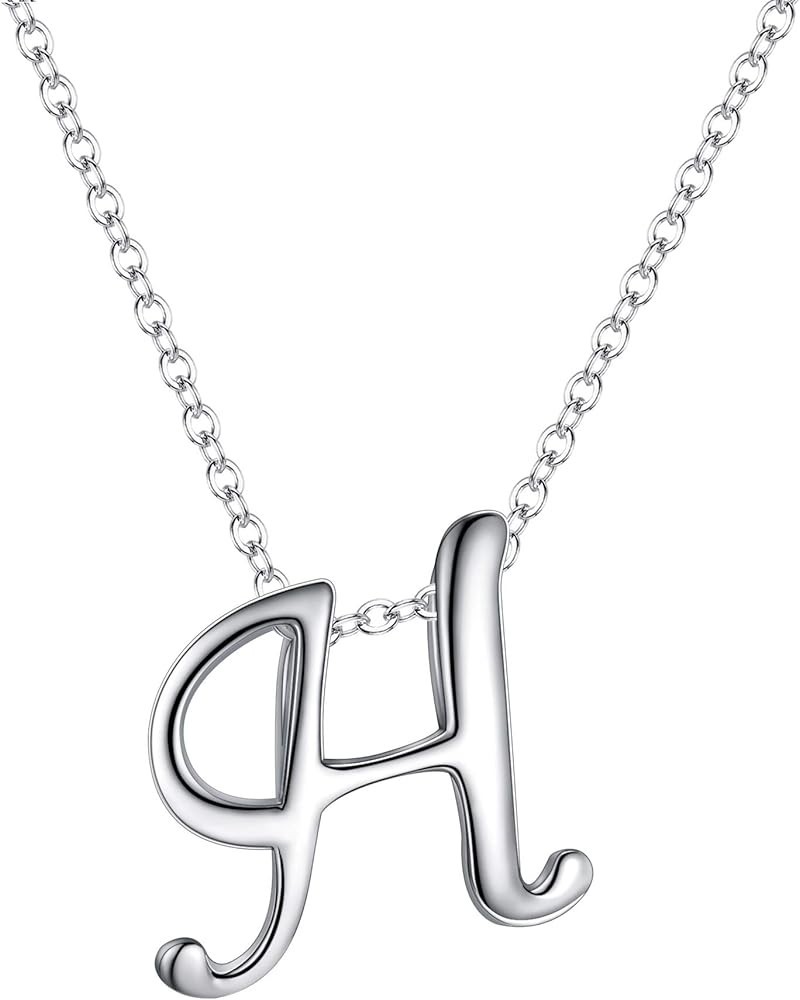 Initial Necklace 925 Sterling Silver 26 Letters Alphabet Pendant Necklace Personalized Charm Jewelry Gift for Women H $6.97 N...