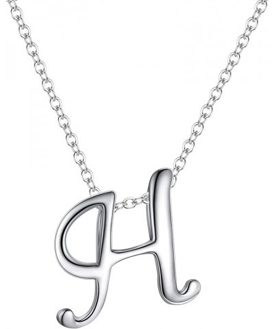 Initial Necklace 925 Sterling Silver 26 Letters Alphabet Pendant Necklace Personalized Charm Jewelry Gift for Women H $6.97 N...