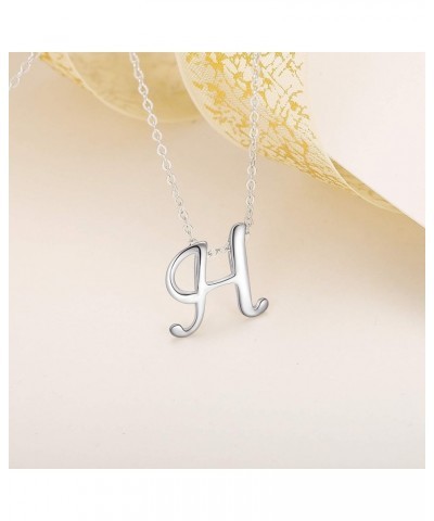 Initial Necklace 925 Sterling Silver 26 Letters Alphabet Pendant Necklace Personalized Charm Jewelry Gift for Women H $6.97 N...