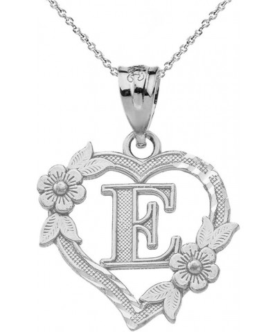 10k Initial Heart Pendant Necklace for Women in White Gold 18.0 Inches E $40.79 Necklaces