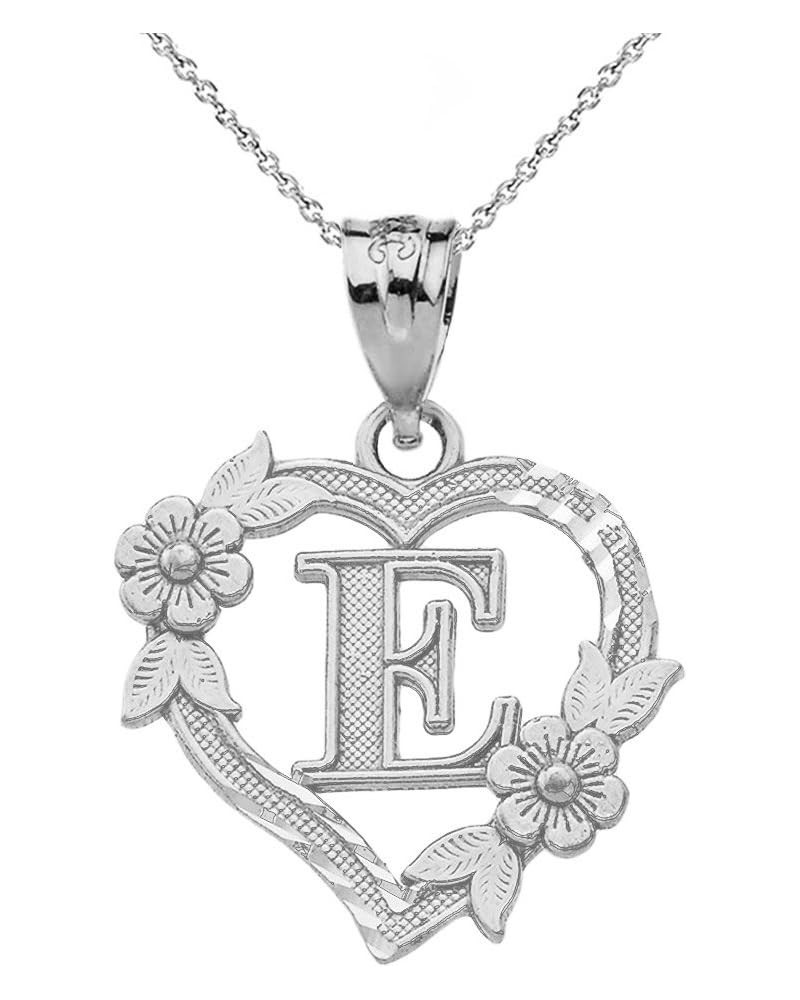 10k Initial Heart Pendant Necklace for Women in White Gold 18.0 Inches E $40.79 Necklaces