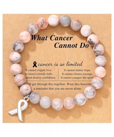 Breast Cancer Awareness Bracelets for Women Girls Pink Ribbon Bracelets Healing Crystal Beads Bracelets Inspirational Courage...