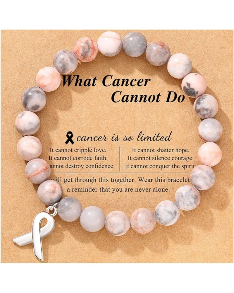 Breast Cancer Awareness Bracelets for Women Girls Pink Ribbon Bracelets Healing Crystal Beads Bracelets Inspirational Courage...