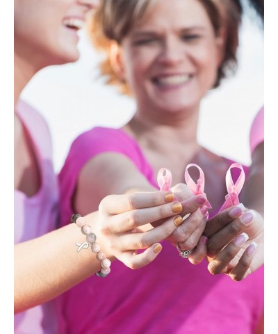 Breast Cancer Awareness Bracelets for Women Girls Pink Ribbon Bracelets Healing Crystal Beads Bracelets Inspirational Courage...