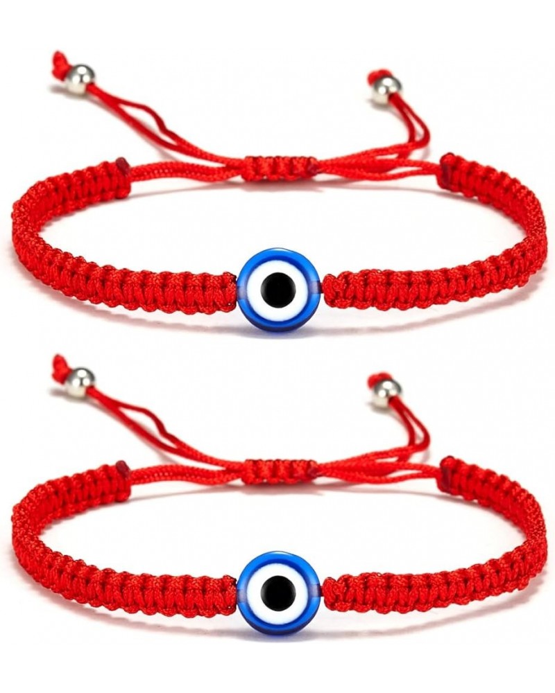 Handmade Evil Eye Strand Bracelet for Couple Valentines Day Amulet Jewelry Gift, 2Pcs Braided Evil Eye Bracelet for Women Gir...