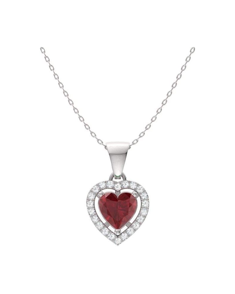 Natural and Certified Gemstone and Diamond Heart Petite Necklace in 14k Solid Gold | 0.45 Carat Pendant with 18 Inch Chain Va...