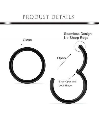 Surgical Steel Hinged Clicker Segment Nose Rings Septum Clicker 18g-16g-14g 6mm-8mm-10mm-12mm-14mm-16mm Body Jewelry Lip Ear ...