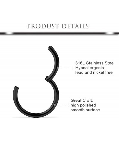 Surgical Steel Hinged Clicker Segment Nose Rings Septum Clicker 18g-16g-14g 6mm-8mm-10mm-12mm-14mm-16mm Body Jewelry Lip Ear ...