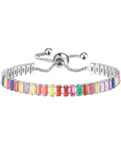 Gold Plated Cubic Zirconia chakra colorful bracelets for Women and Men 6-10inch adjustable 2*4mm White Gold $13.43 Bracelets