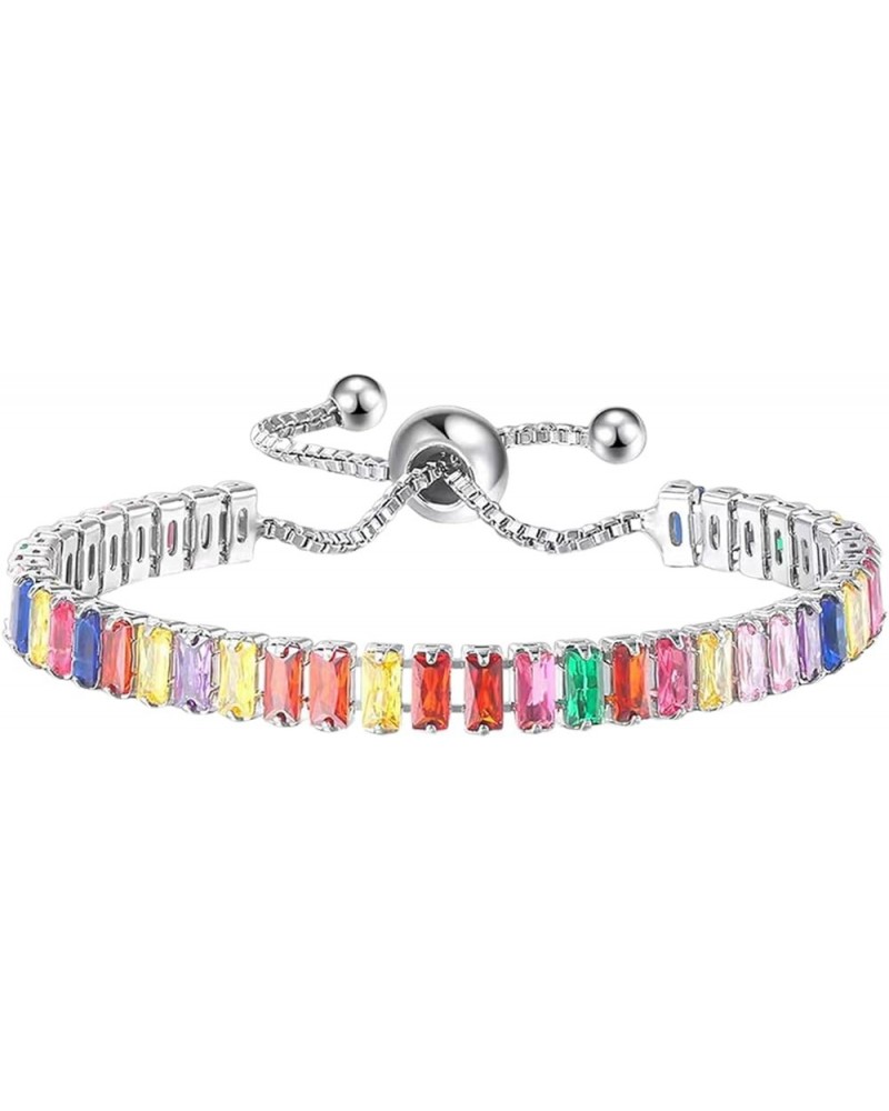 Gold Plated Cubic Zirconia chakra colorful bracelets for Women and Men 6-10inch adjustable 2*4mm White Gold $13.43 Bracelets