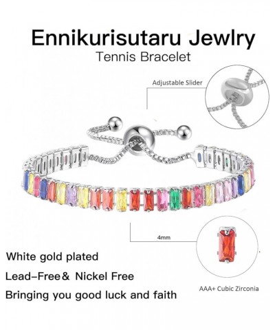 Gold Plated Cubic Zirconia chakra colorful bracelets for Women and Men 6-10inch adjustable 2*4mm White Gold $13.43 Bracelets