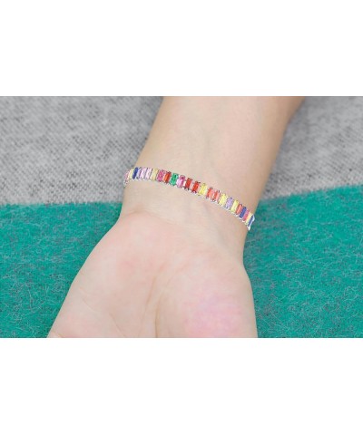 Gold Plated Cubic Zirconia chakra colorful bracelets for Women and Men 6-10inch adjustable 2*4mm White Gold $13.43 Bracelets