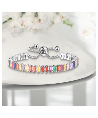 Gold Plated Cubic Zirconia chakra colorful bracelets for Women and Men 6-10inch adjustable 2*4mm White Gold $13.43 Bracelets