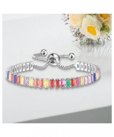 Gold Plated Cubic Zirconia chakra colorful bracelets for Women and Men 6-10inch adjustable 2*4mm White Gold $13.43 Bracelets