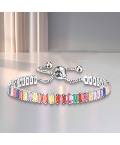 Gold Plated Cubic Zirconia chakra colorful bracelets for Women and Men 6-10inch adjustable 2*4mm White Gold $13.43 Bracelets