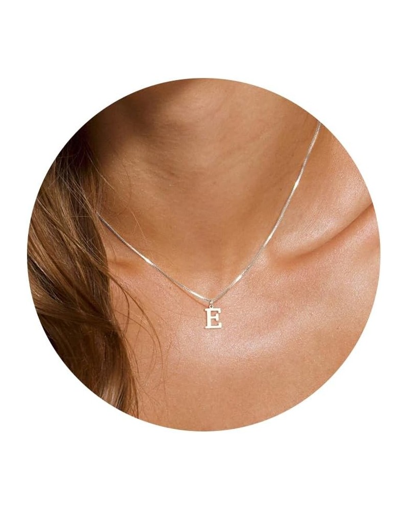 Silver Initial Necklaces for Women Girls, Dainty Silver Letter Necklace Simple Pendant Choker Necklace Trendy Cute Personaliz...