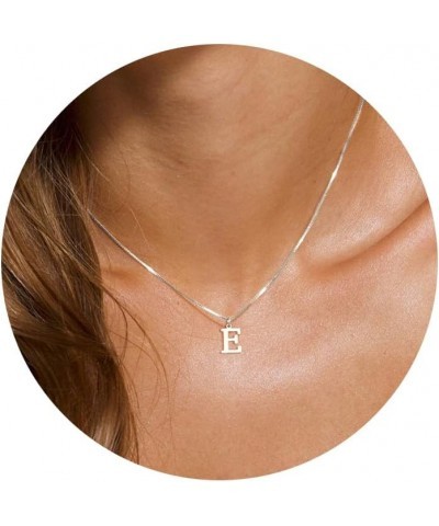 Silver Initial Necklaces for Women Girls, Dainty Silver Letter Necklace Simple Pendant Choker Necklace Trendy Cute Personaliz...