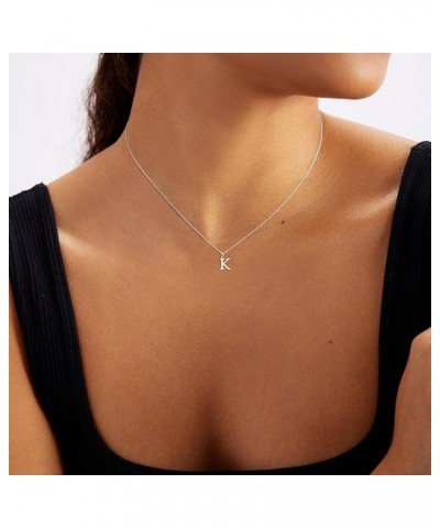 Silver Initial Necklaces for Women Girls, Dainty Silver Letter Necklace Simple Pendant Choker Necklace Trendy Cute Personaliz...