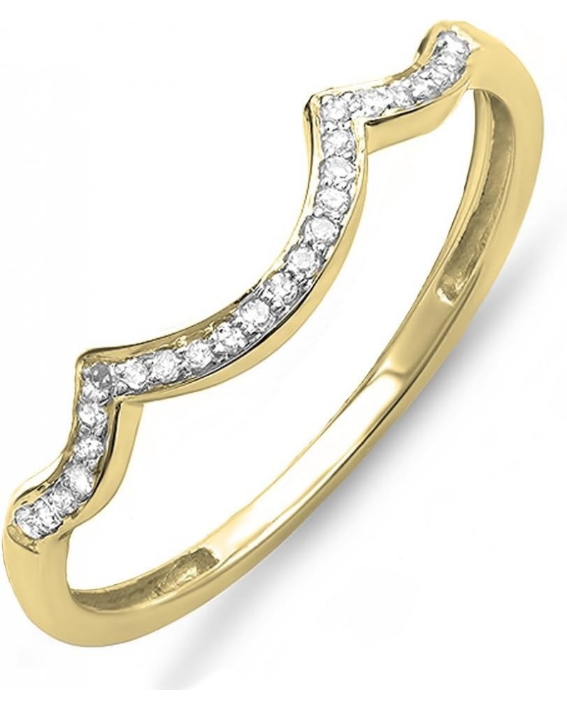 0.10 Carat (ctw) Round White Diamond Stackable Wedding Contour Band in 14K Gold 8 Yellow Gold $90.99 Rings