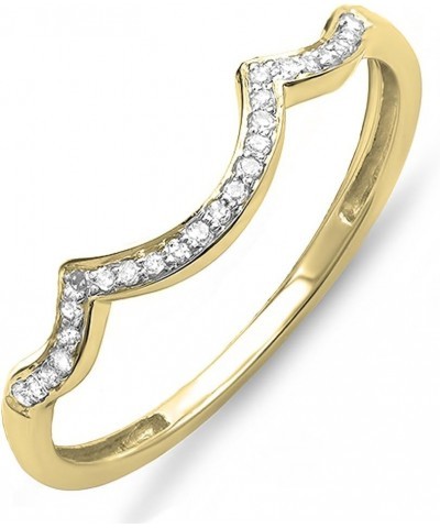 0.10 Carat (ctw) Round White Diamond Stackable Wedding Contour Band in 14K Gold 8 Yellow Gold $90.99 Rings