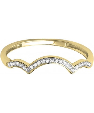 0.10 Carat (ctw) Round White Diamond Stackable Wedding Contour Band in 14K Gold 8 Yellow Gold $90.99 Rings